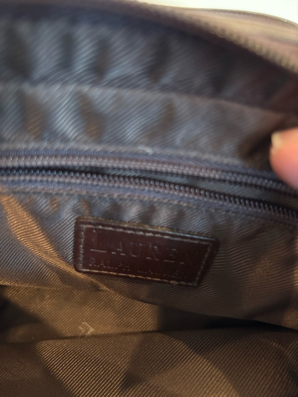 Ralph Lauren Cream Canvas Tote with Brown Leather Trim/inside is excellent - Picture 6 of 12